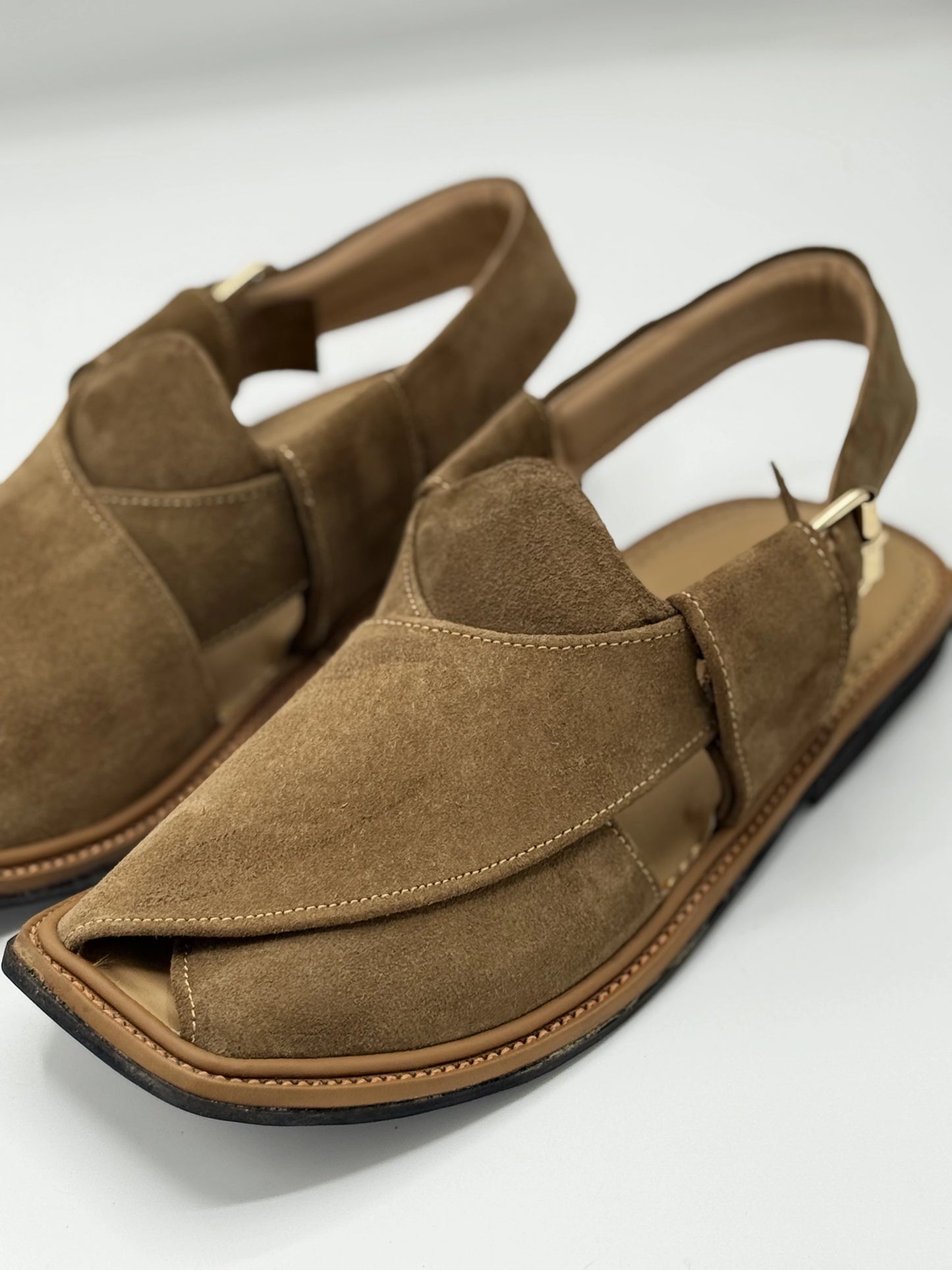 Suede Handmade Brown Peshawari Chappal – Pure Leather Traditional