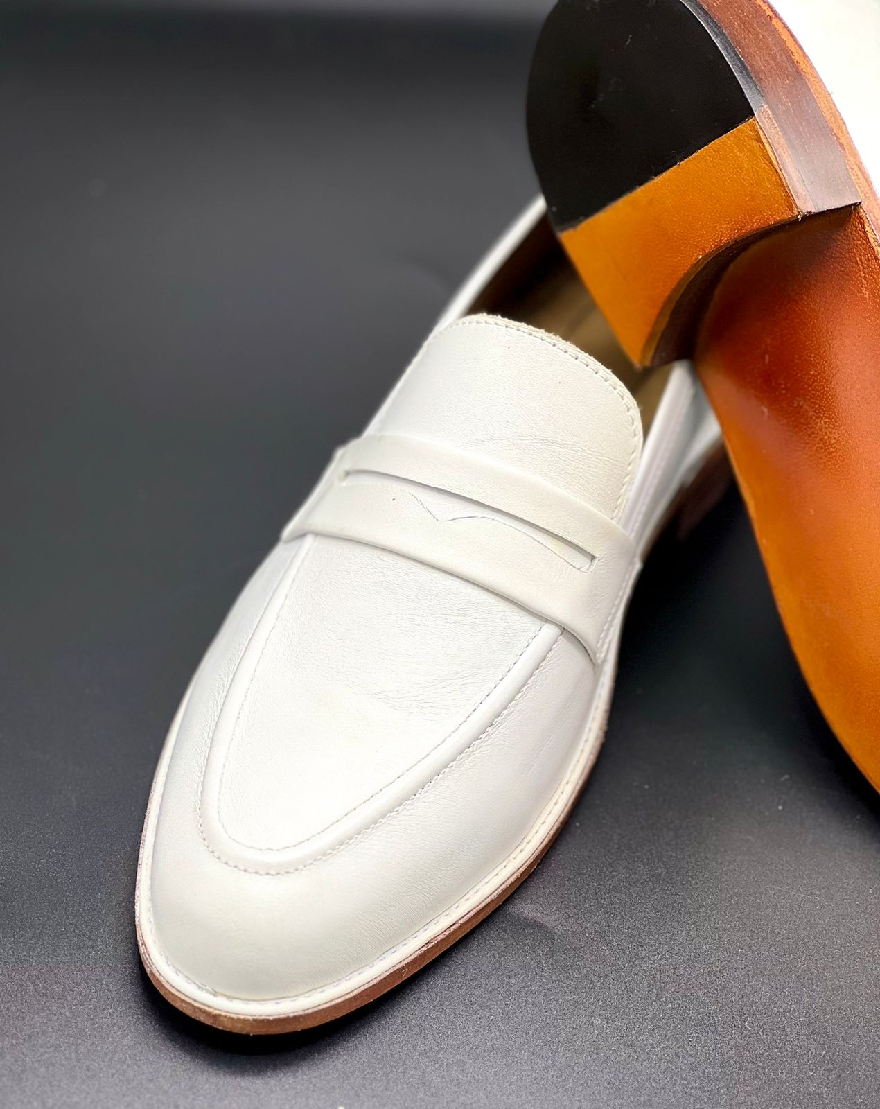 Plain White Leather Sole Shoes Koel