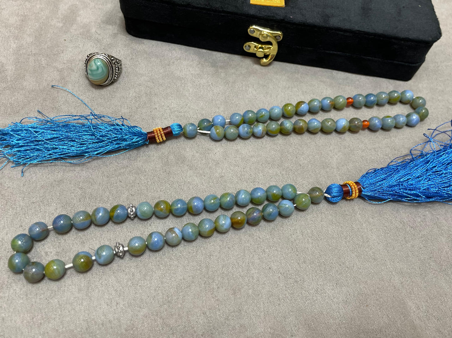 Blue Aqeeq With Men's Ring