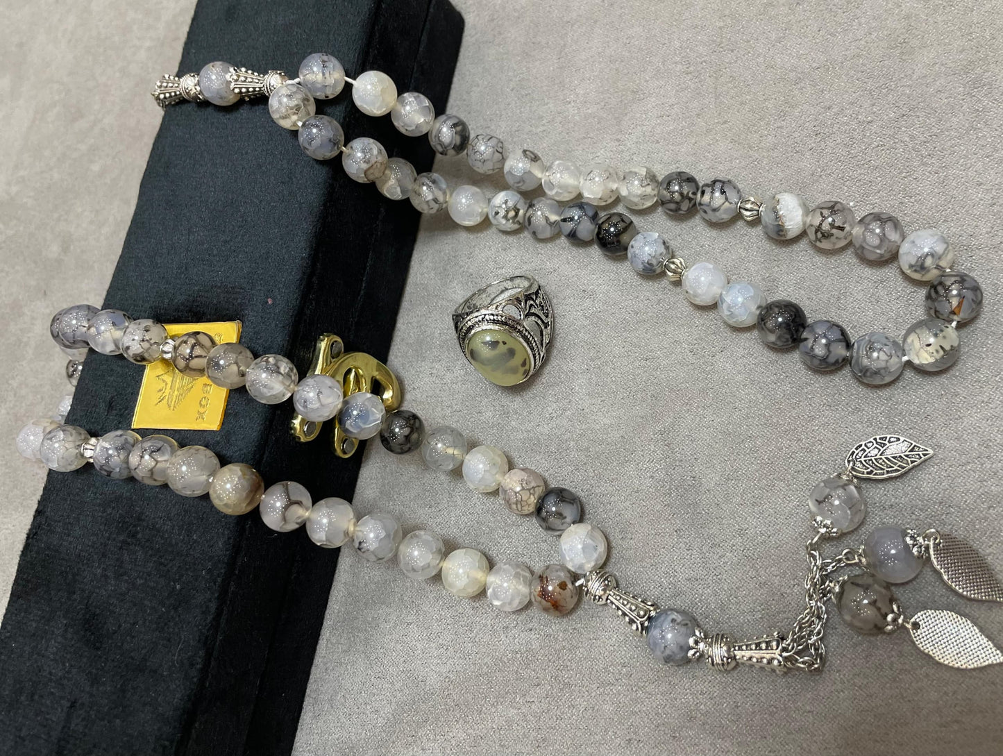 Shajari White Aqeeq With Men's Ring