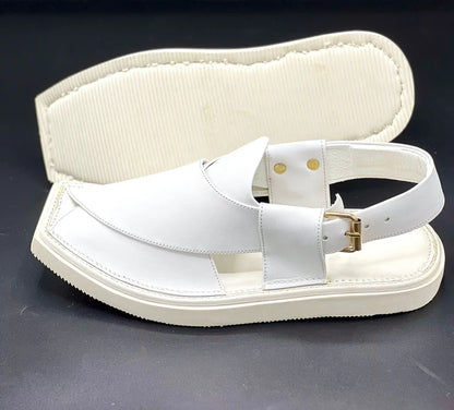Air Kaptan Light Weight white leather Chappal (medicated sole)