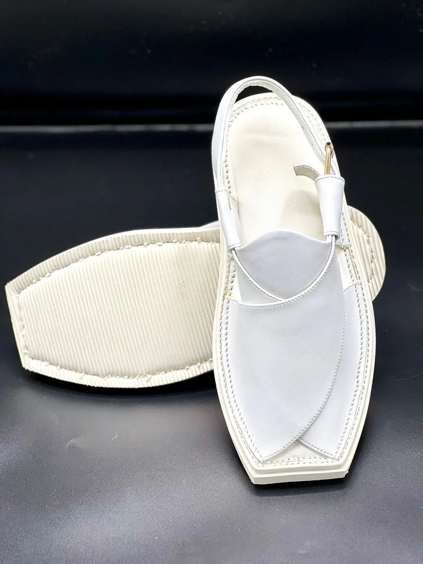 Air Kaptan Light Weight white leather Chappal (medicated sole)