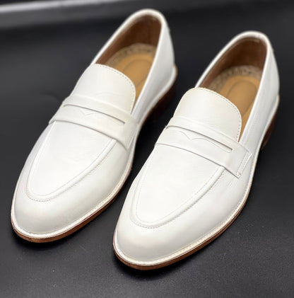 Plain White Leather Sole Shoes