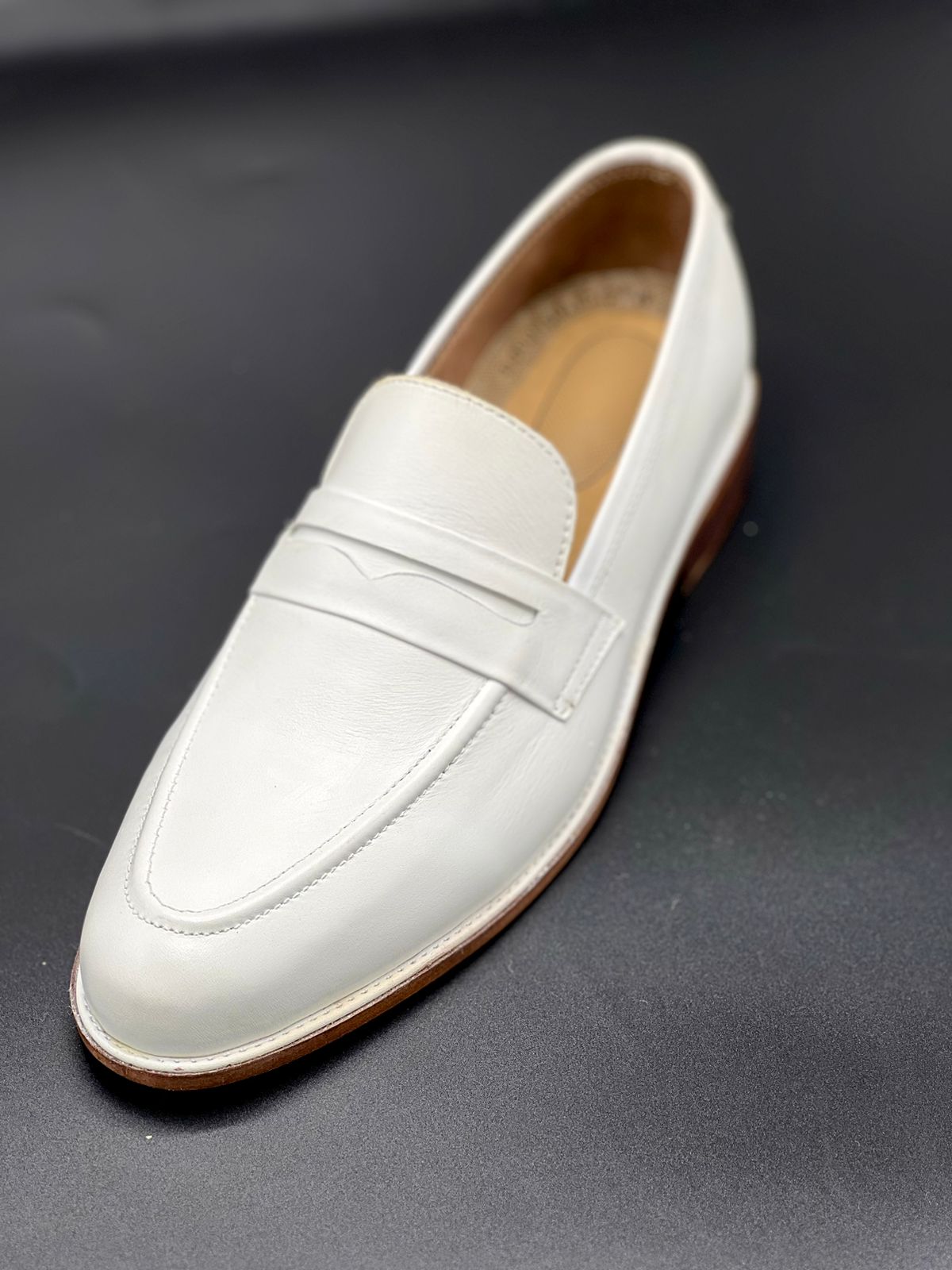 Plain White Leather Sole Shoes