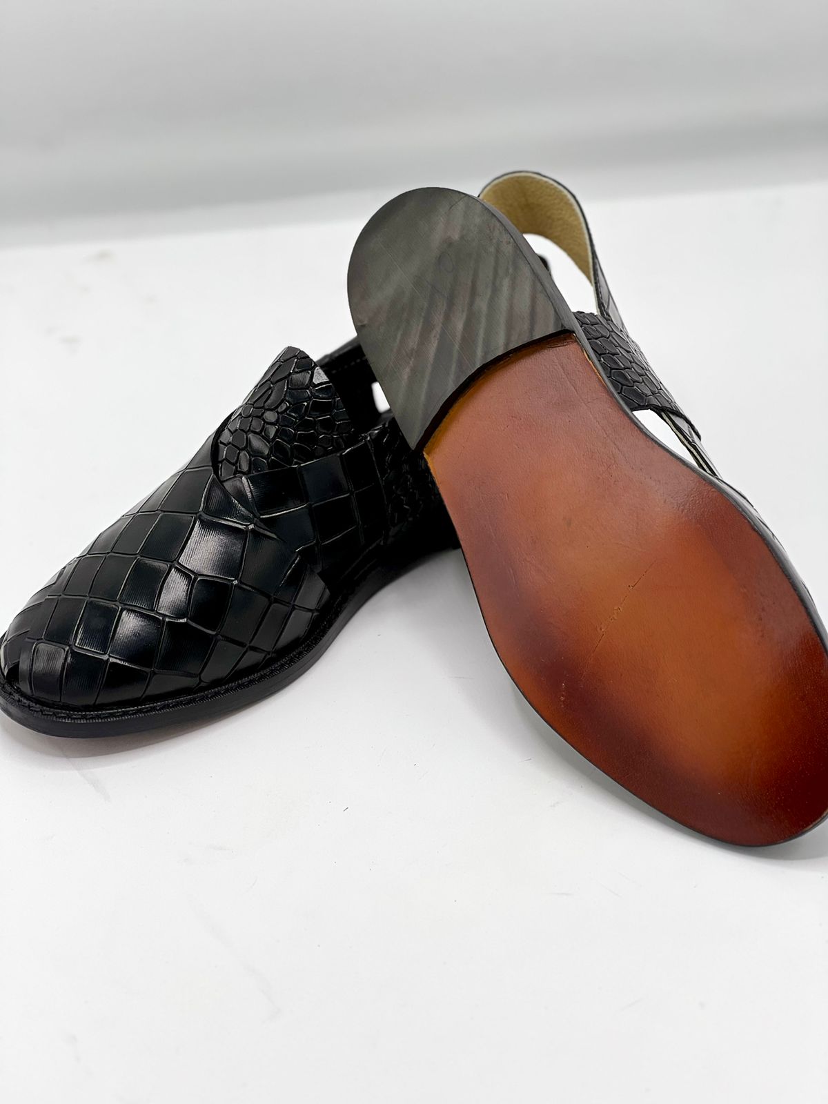 Koel speical leather sole chappal (Black dot 100 % leather)