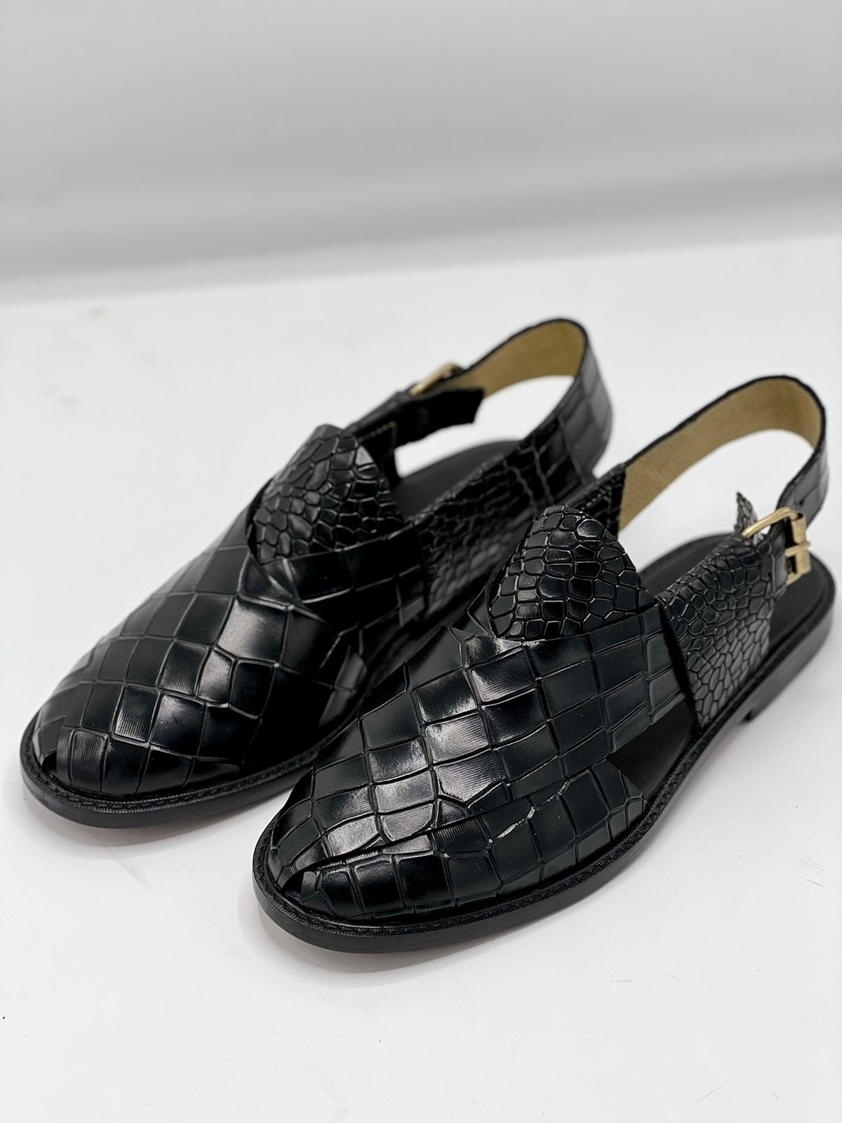 Koel speical leather sole chappal (Black dot 100 % leather)