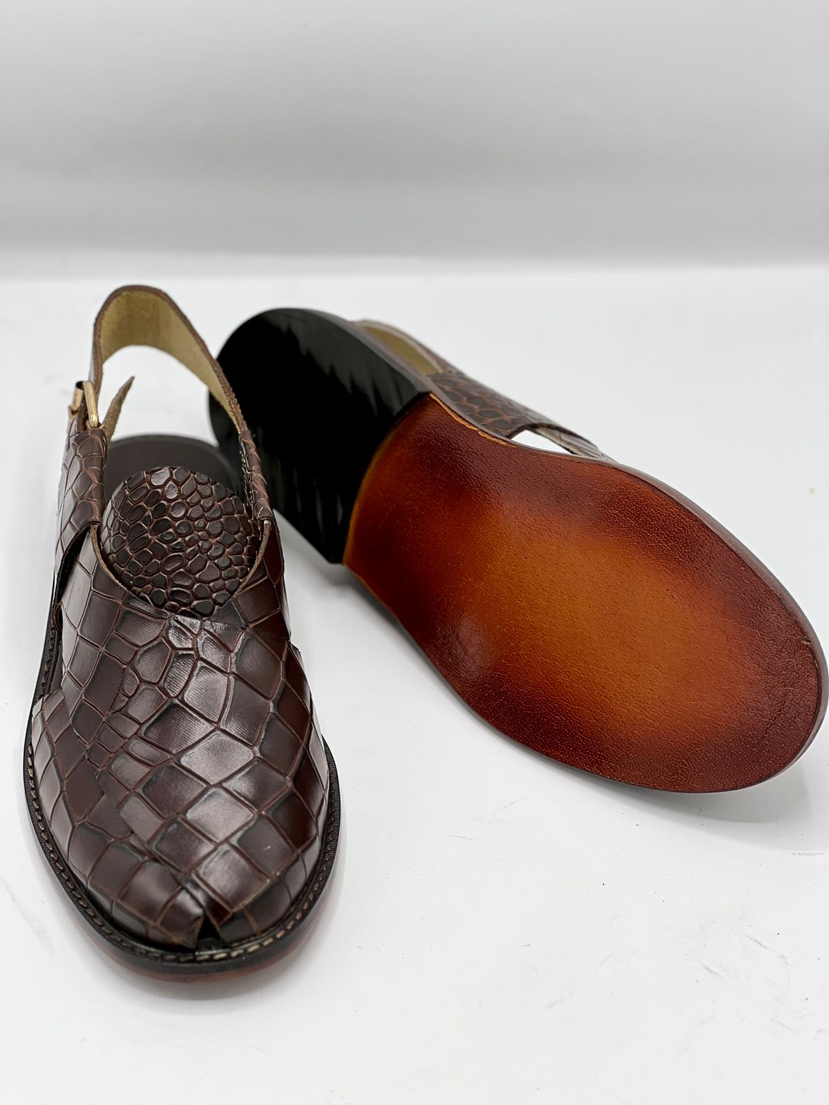 Koel speical leather sole chappal (brown dot color 100 % leather)