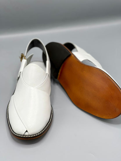 Koel speical leather sole chappal (white color 100% leather)