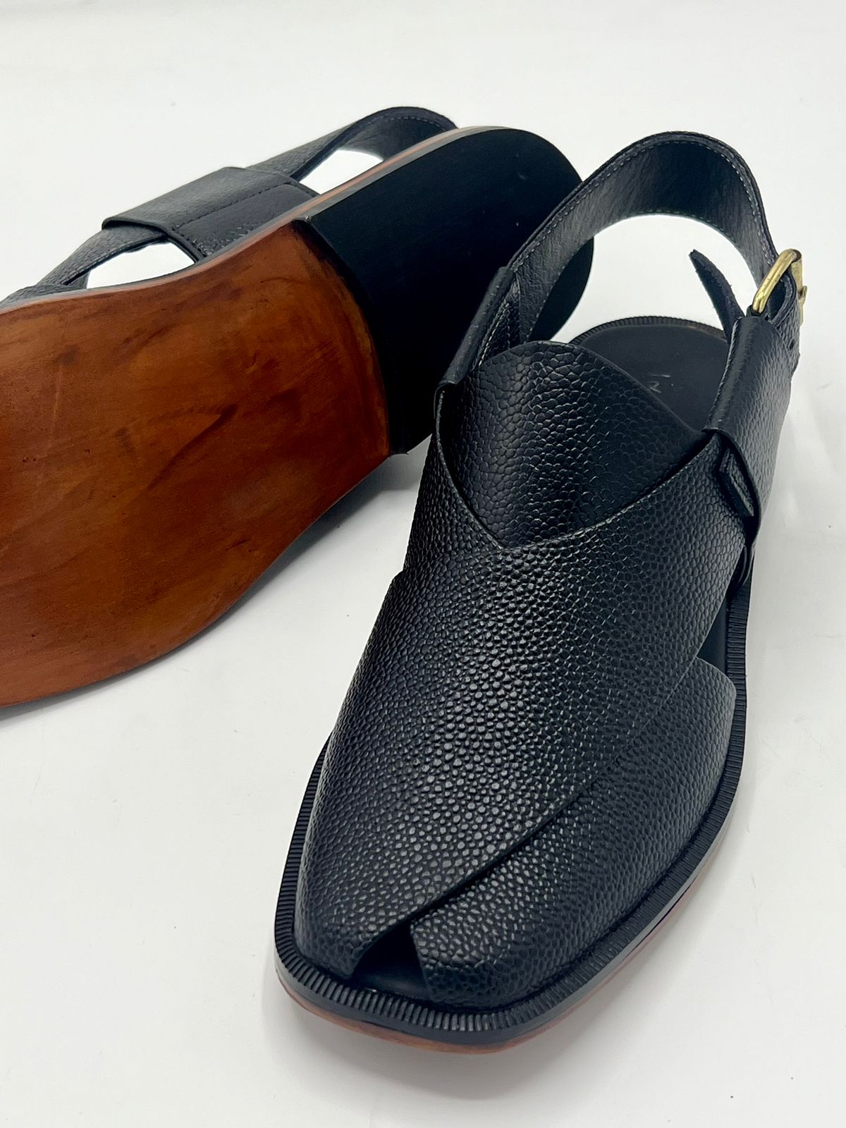 Koel speical leather sole chappal (black doted 100 % leather)