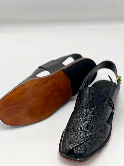 Koel speical leather sole chappal (black doted 100 % leather)