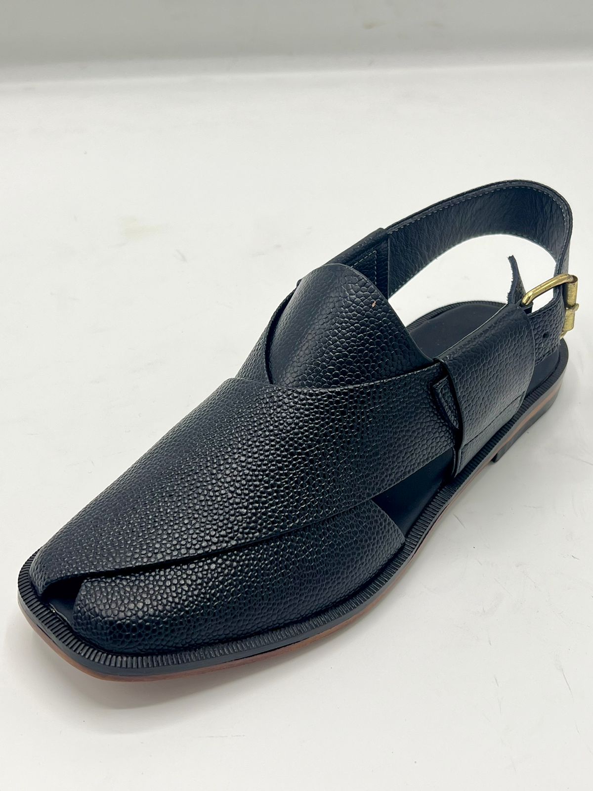 Koel speical leather sole chappal (black doted 100 % leather)