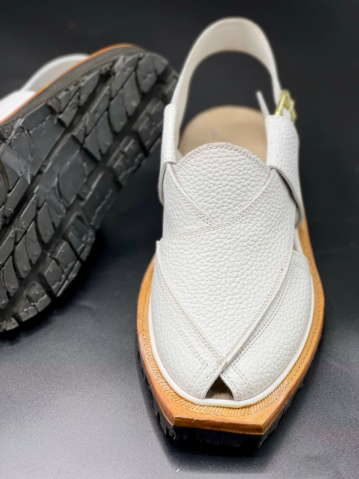 Norozi White Chappal (pure leather and handmade)