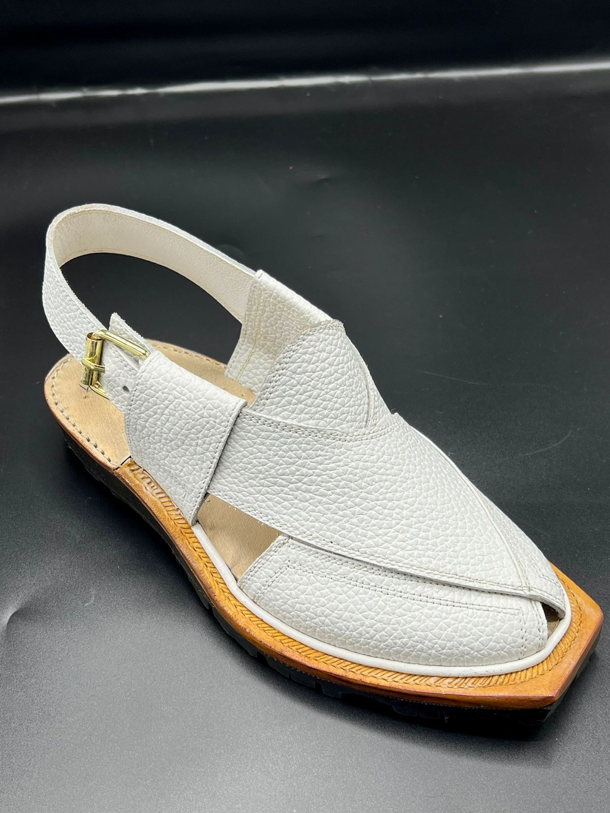 Norozi White Chappal (pure leather and handmade)