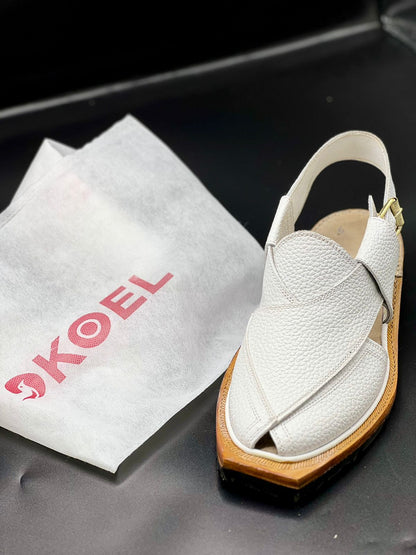 Norozi White Chappal (pure leather and handmade)