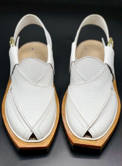 Norozi White Chappal (pure leather and handmade)