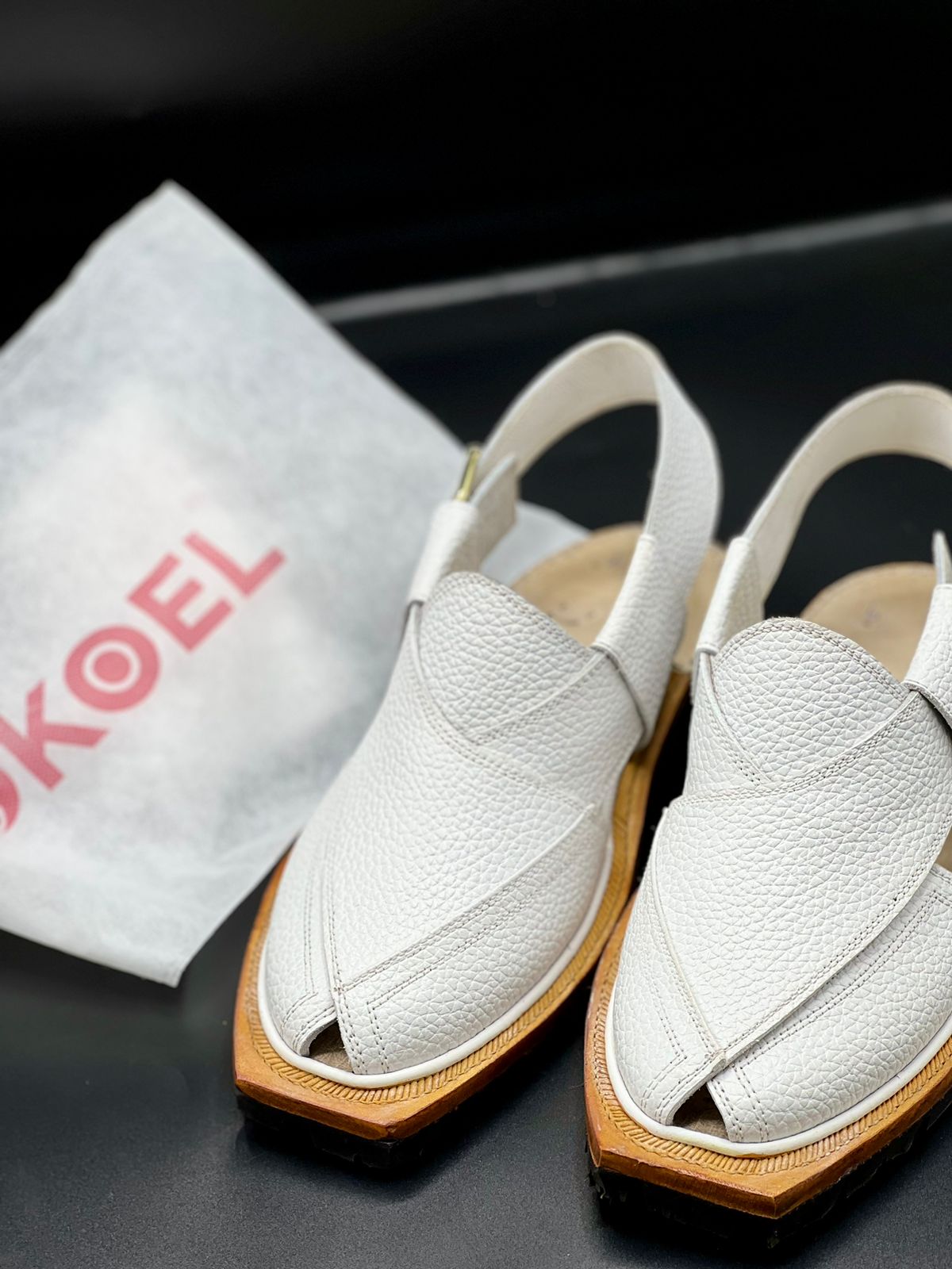 Norozi White Chappal (pure leather and handmade)