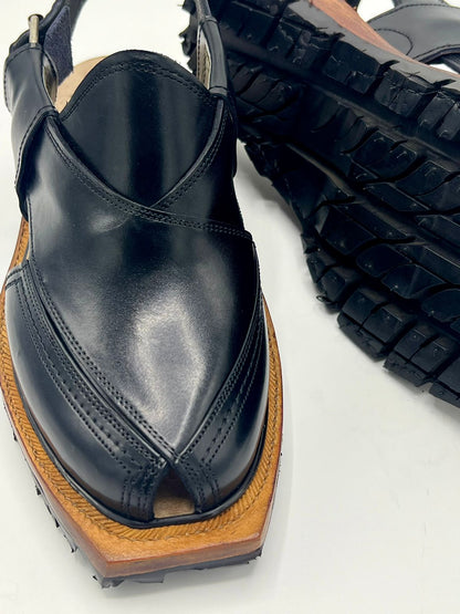 Norozi black Chappal (pure leather and handmade)