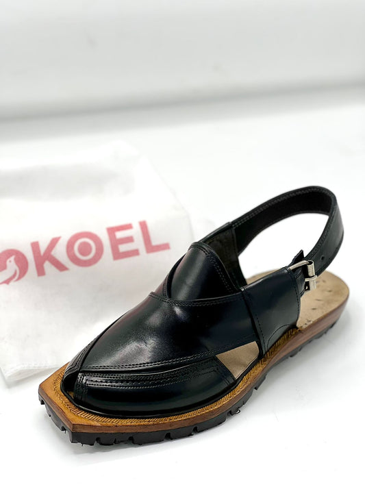 Norozi black Chappal (pure leather and handmade)