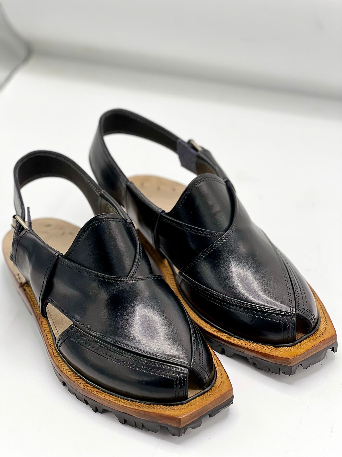 Norozi black Chappal (pure leather and handmade)