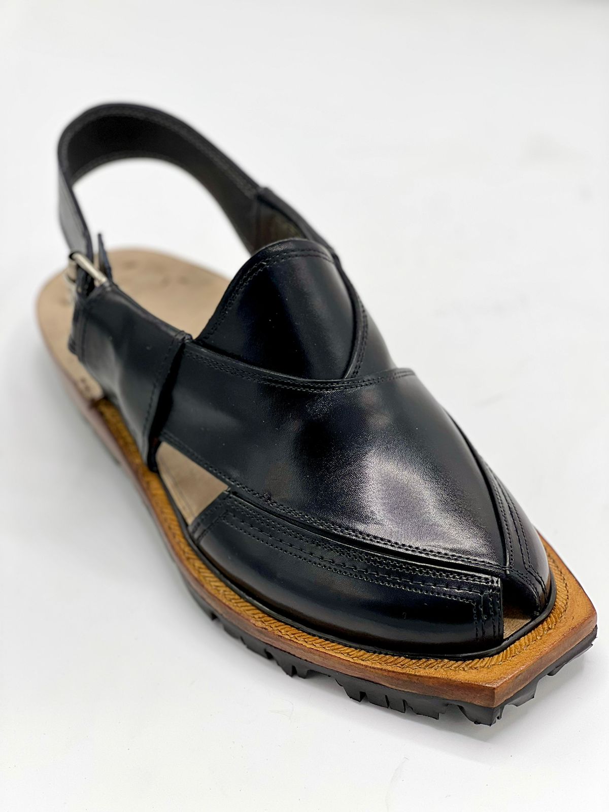 Norozi black Chappal (pure leather and handmade)