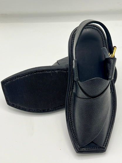 Light weight jut black leather chappal