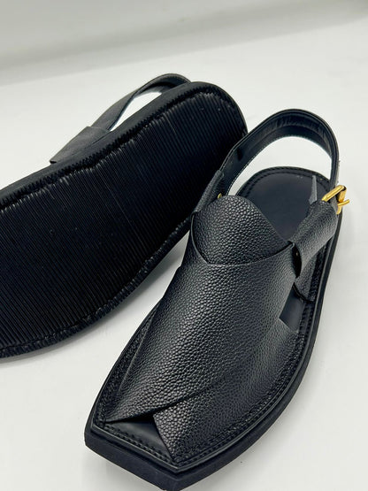 Light weight jut black leather chappal