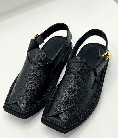 Light weight jut black leather chappal