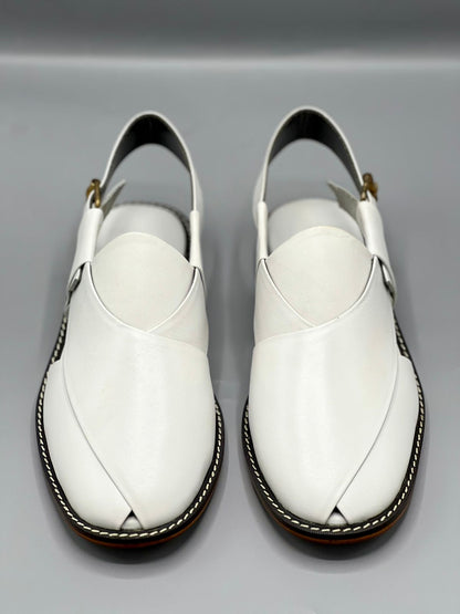 Koel speical leather sole chappal (white color 100% leather)