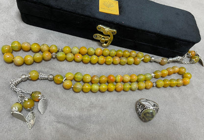 Yamani Yellow Aqeeq With Men's Ring (Copy)