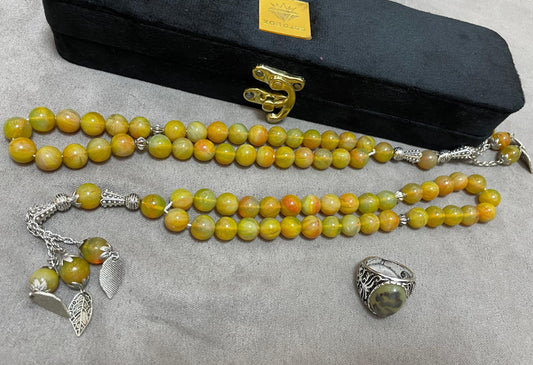 Yamani Yellow Aqeeq With Men's Ring (Copy)