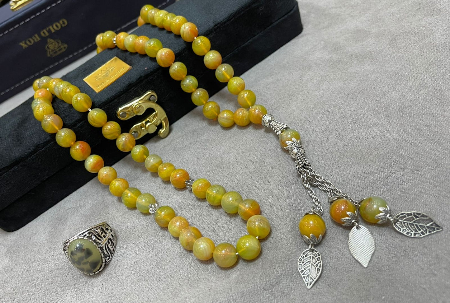 Yamani Yellow Aqeeq With Men's Ring (Copy)