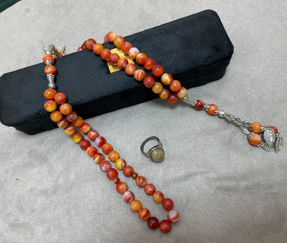 Yamani Red Aqeeq With Men's Ring