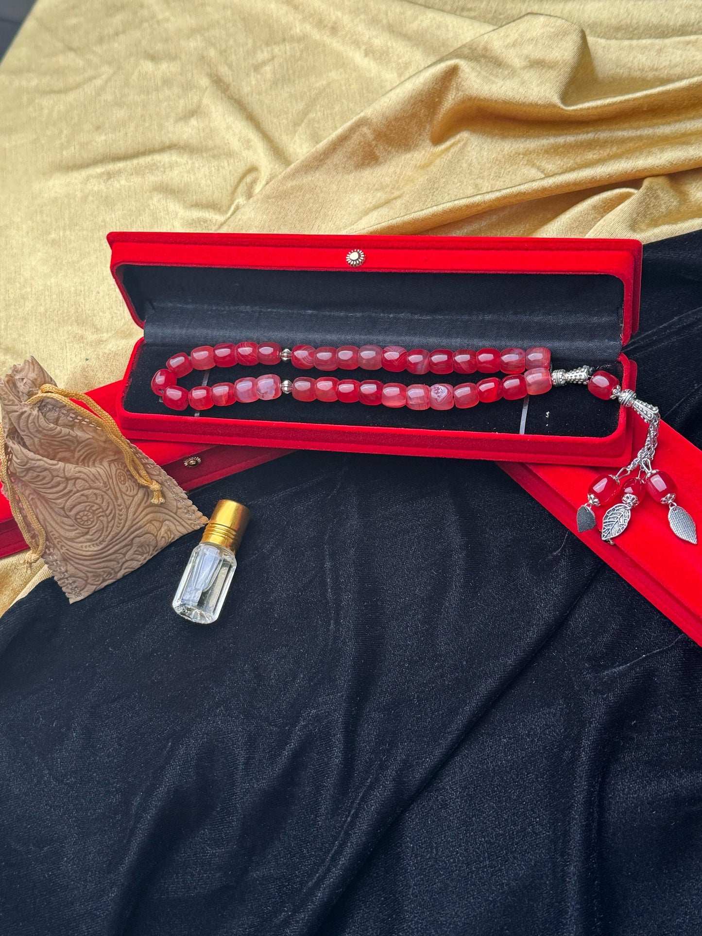 Yamani Red Aqeeq With Oud Attar gift