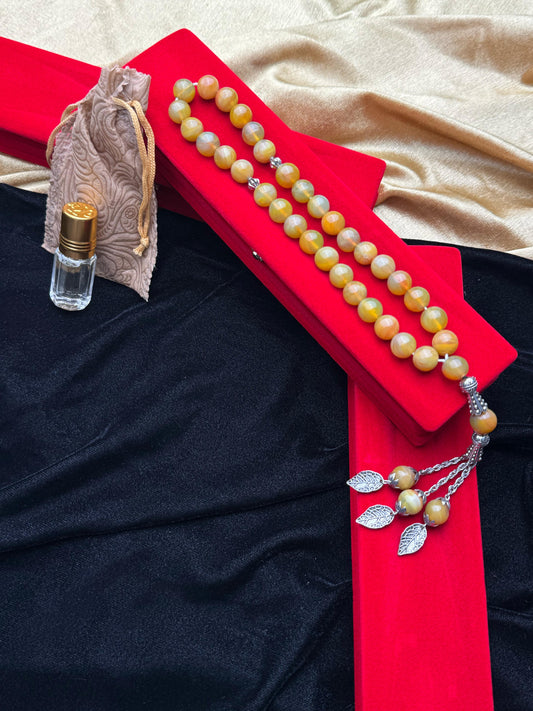 Yamani Yellow Aqeeq With  Oud Attar gift