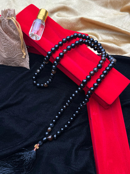 Black Aqeeq 8 mm Tasbih With Oud Attar