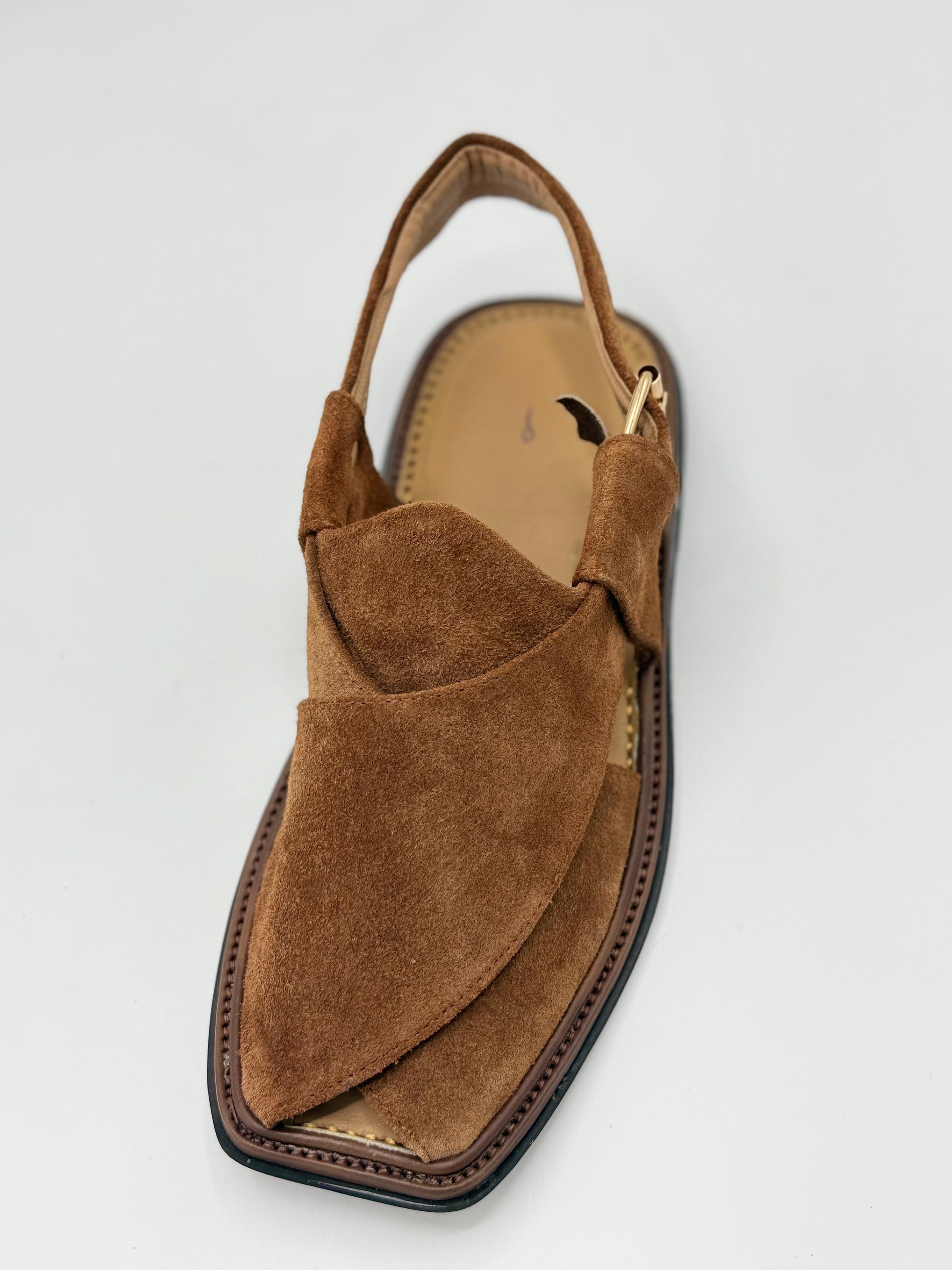 Handmade Suede Dark Brown Peshawari Chappals – Pure Leather, Traditional Comfort