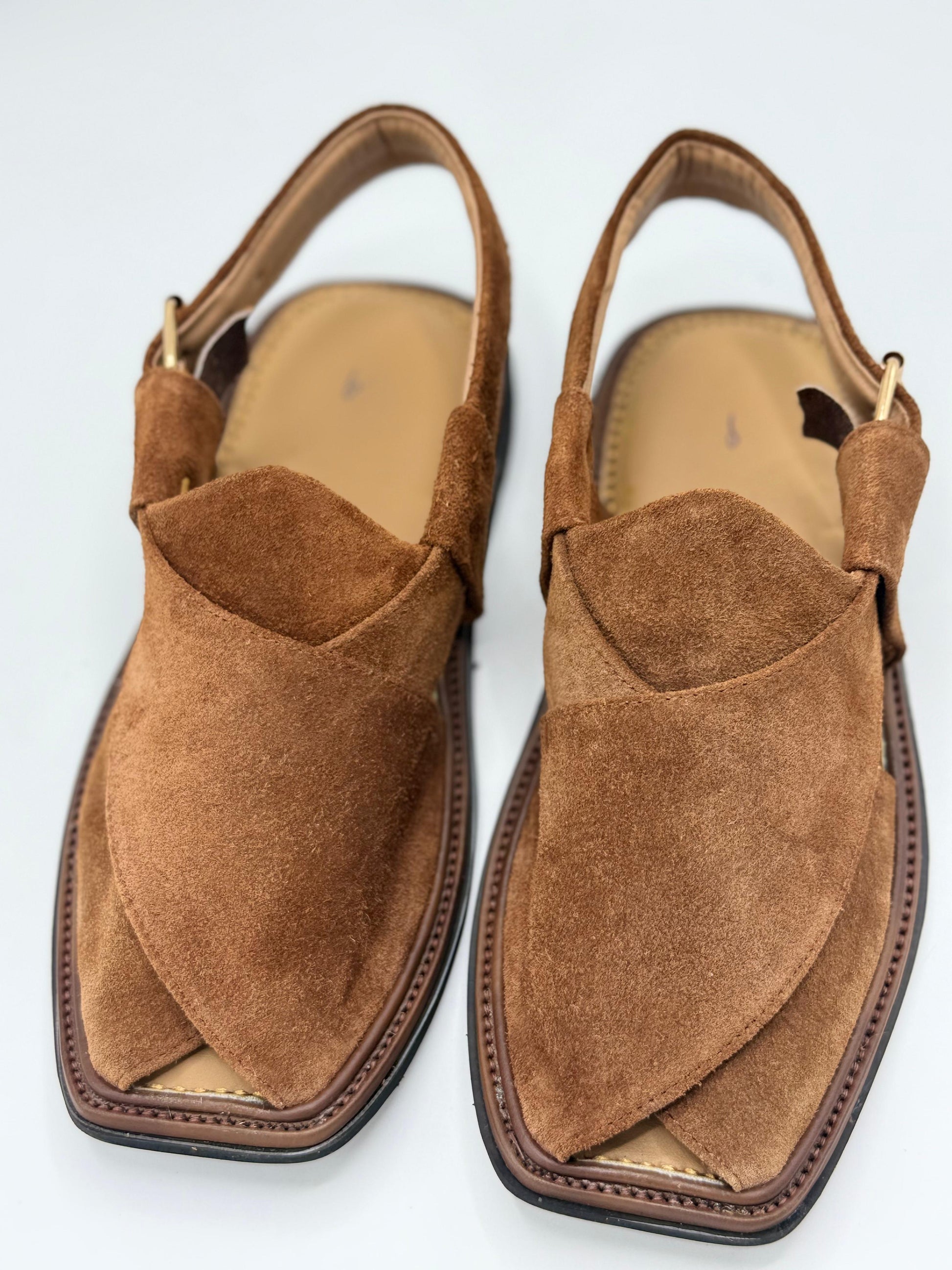 Handmade Suede Dark Brown Peshawari Chappals – Pure Leather, Traditional Comfort