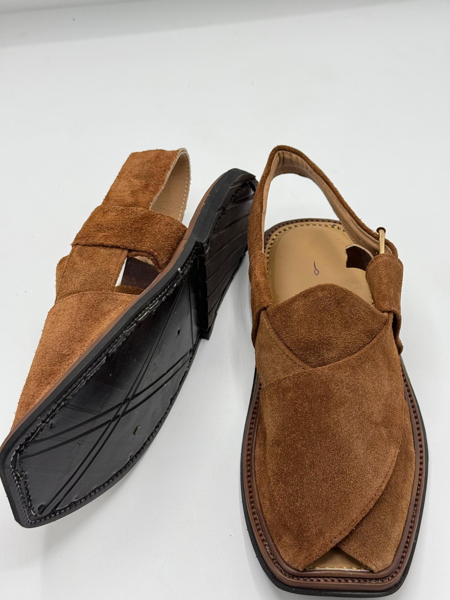 Handmade Suede Dark Brown Peshawari Chappals – Pure Leather, Traditional Comfort