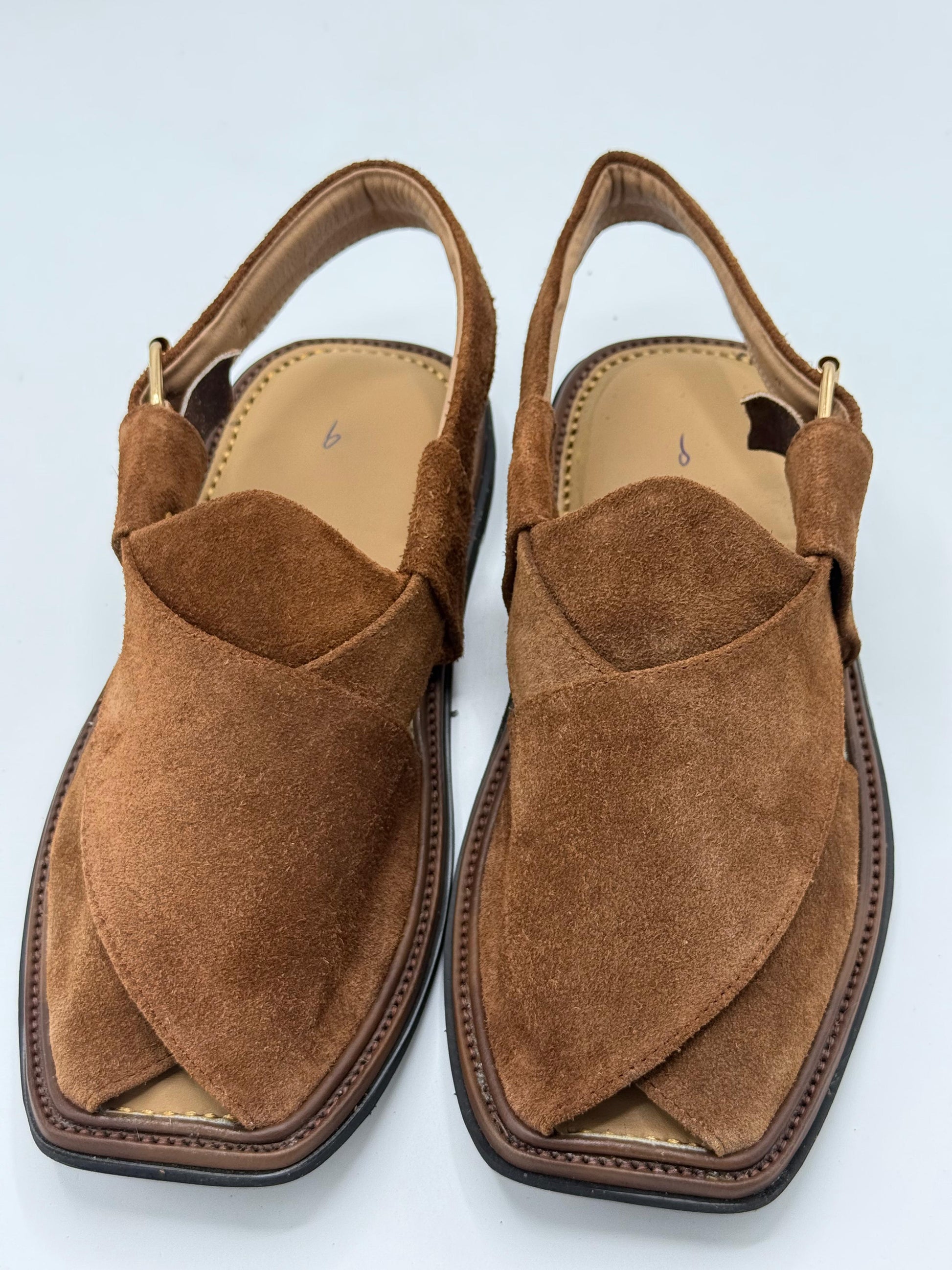 Handmade Suede Dark Brown Peshawari Chappals – Pure Leather, Traditional Comfort