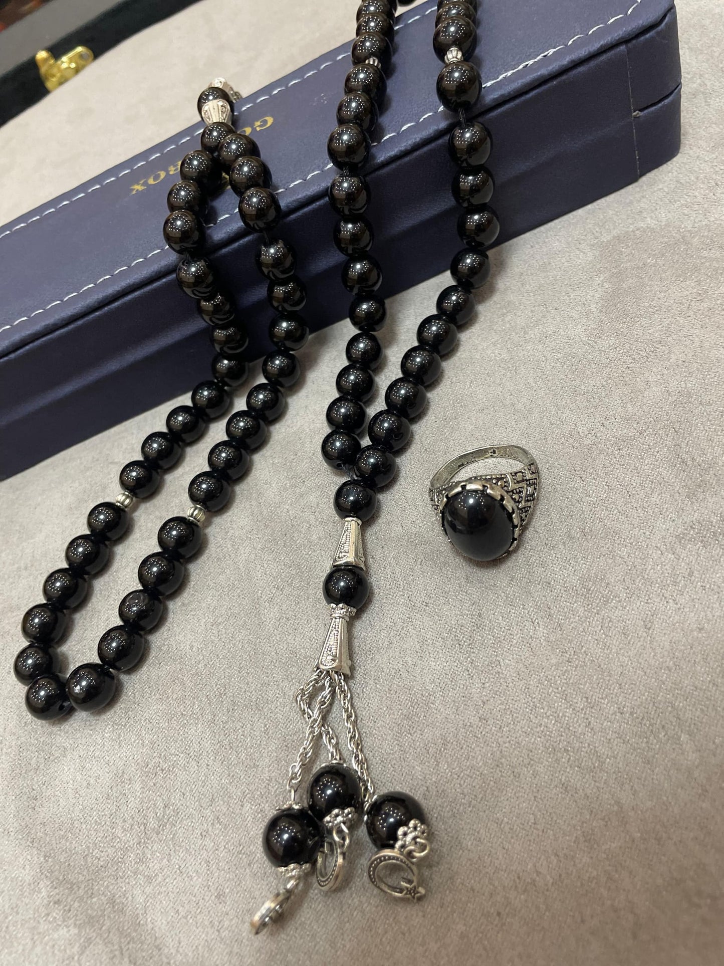 Black Aqeeq With Men's Ring